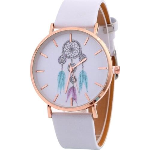 1pcs 2020 New Ladies Fashion Casual Watches Dream Catcher Leather Strap Belt Quartz Watch for Women Student Dress Clock