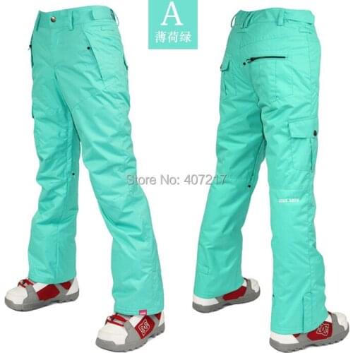Womens Padded Ski Pants Mint Green Female Winter Outdoor Skating Sports Trousers Waterproof 10K Breathable Warm