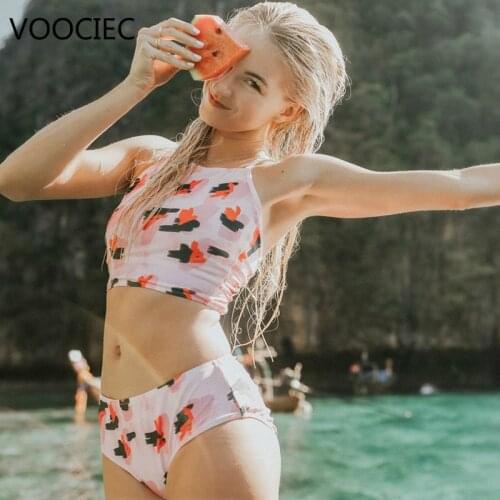 VOOCIEC Camping swimwear women Sweet girly style Youth sweet Lolita the maiden Bikini set Sunshine girl swimsuit