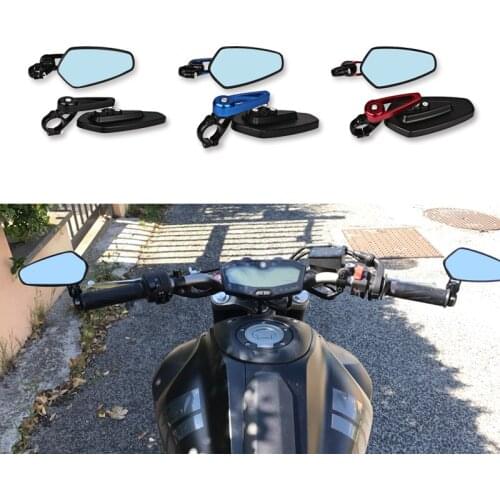 1Pair Universal Motorcycle 7/8" 22mm Handle Bar End Rearview Side Mirror Motorbike Scooters Rearview Mirror Side Red Blue Black