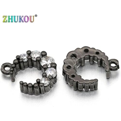 10*12mm Brass Cubic Zirconia Charms Pendants DIY Jewelry Findings Accessories, Hole: 0.5mm, Model: VD281