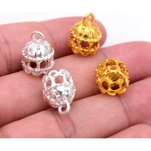 15x12mm 10pcs/Lot Bright Silver and Gold Colors Plated 3D Birdcage Pendants For Making DIY Handmade Jewelry/Bracelet/Necklace