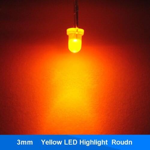 100pcs LED 3mm Yellow Clear Round 3 mm Light-Emitting Diode Super Bright LED Light Lamp