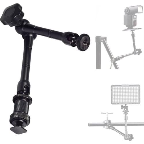 11" Magic Arm Articulating Friction Arm with Hot Shoe Mounts fr DSLR Camera Rig