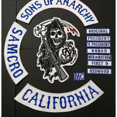 14pc/set blue iron on Patches paste for Scale Leather Vest clothing sons of patches ,biker patches ,Embroidery anarchy patches