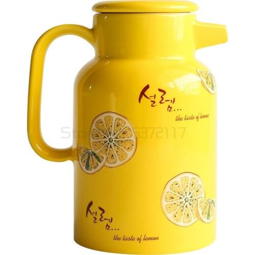1500ml Ceramic Pitchers Water Bottles Cold Kettle No Explosion Jug Large Capacity Household Ceramic Thermos