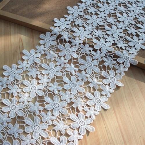2Yards/Lot 32cm(12.6") Wide High Quality Sequined Off White Crocheted Water Soluble Embroidery Lace Trim ,Beautiful Wedding Lace