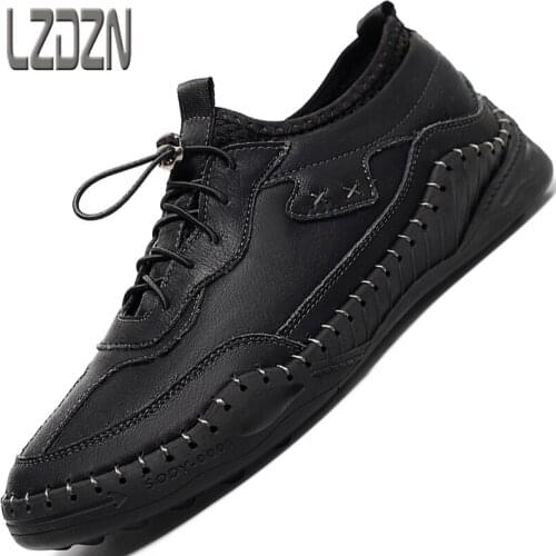 2021 New Casual Genuine Leather Shoes Mens Shoes Wild Handmade Soft Bottom Cowhide Mens Trend Travel Casual Large Size British