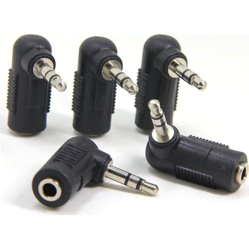 5-Pack 1/8" 3.5mm TRS Male to Female Right-Angle Headphone Earphone Adapter Converter