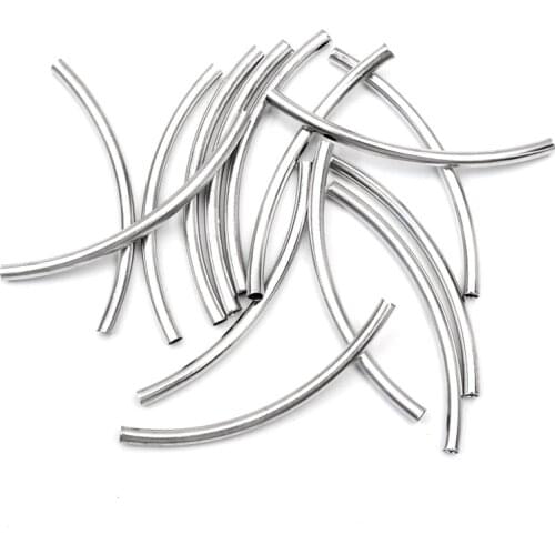 50pcs 3X50mm White K Curved Tube Spacer Beads Connectors Jewelry Findings For Bracelets Necklace Diy Jewelry Making Accessories