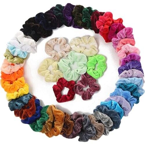 50 Pieces Colorful Hair Scrunchies Velvet Elastic Hair Bands Scrunchy Hair Ties Ropes for Women Girls