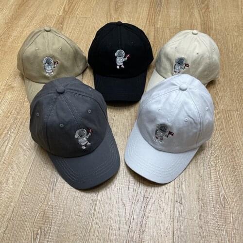 Astronaut Embroidery Baseball Cap Man Tide Korean Fashion Ins Soft Top Personality Student Sun Hat Woman Hip Hop Sun Hats 2021