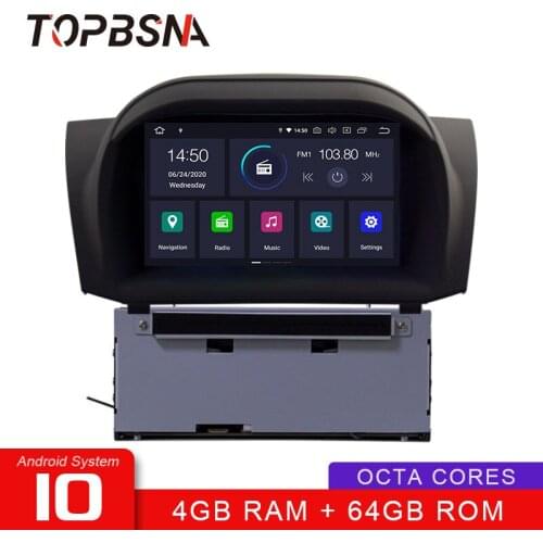 TOPBSNA Octa Cores Android 10 Car DVD Player For Ford Fiesta GPS Navigation 2 Din Car Radio Multimedia WIFI Stereo RDS Video AUX