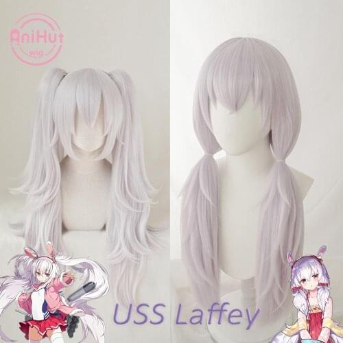 Azur Lane Laffey Light Purple Long Ponytail Cosplay Role Play Heat Resistant Synthetic Hair Halloween Party Carnival + Wig Cap