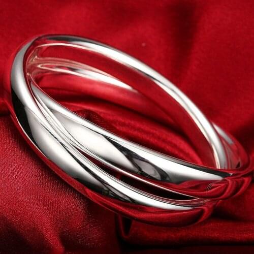 BABYLLNT 2021 New Pure 925 Sterling Silver Two Round Circle Bracelets Bangles Women Men Fashion Jewelry Gift