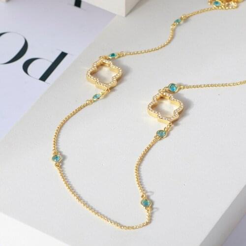 Geometric gourd shape diamond-encrusted long money chain sweater chain