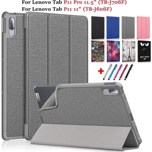 For Lenovo Tab P11 Pro Case Fold Auto Sleep Wake Tablet Shell For Lenovo Tab P11 TB-J606F TB-J706F Stand Cover Case J606F J706F