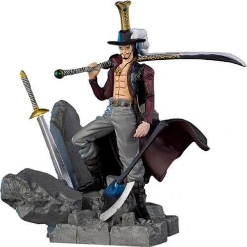 Anime One Piece 6‘’ 15cm Mihawk Dracule PVC Action Figure Toy Kormi Eye Collection Mihawk Hawk Luffy model toys