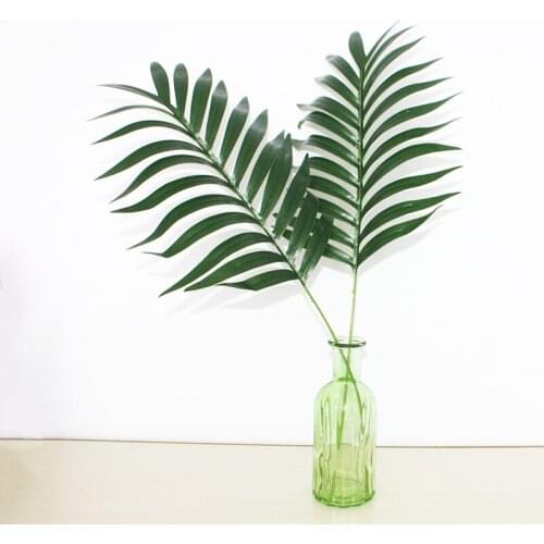 Artificial Plants Leaves Green Fake Plastic Palm Tree Leaf Greenery for Floral Flower Arrangement Home Wedding Diy Decoration