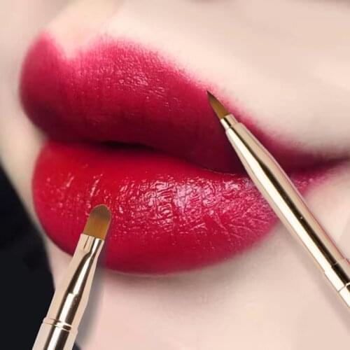 Beauty Makeup Brush Lip Brush Cosmetic Brush Metal Handle Lipstick Makeup Brush Double-Head Lip Gloss Brush Beauty Makeup Tools