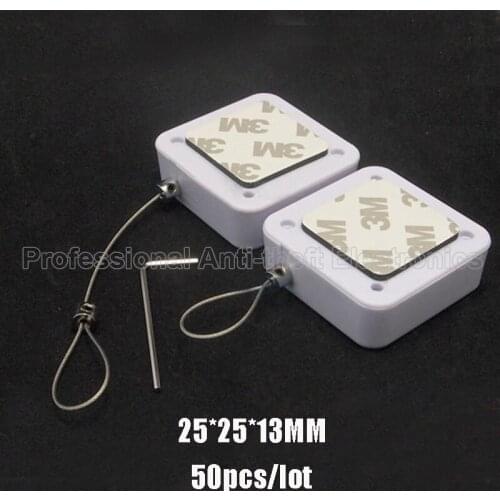 Square Retractable pull box recoiler with steel wire anti theft free shipping 50pcs 25*25*13mm