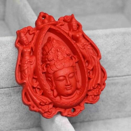 Hot sale synthetic red cinnabar carved Chinese lucky buddhas pendants fit chain necklace car decoration accessories B1530