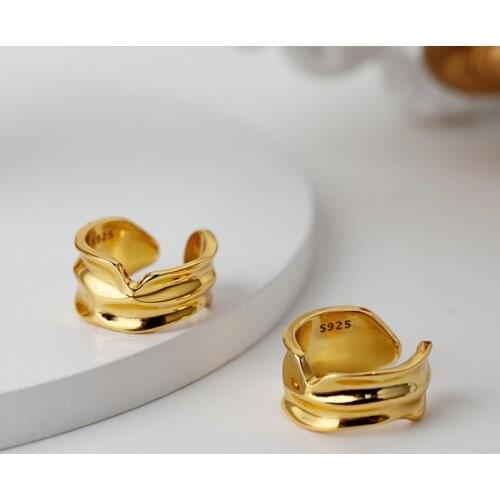 Minimalist Concave Sterling Silver Earrings for women No Pierced INS Style Design 925 Silver Irregular Ear cuff