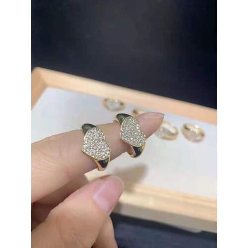 Fashion Micro Pave Spirit Heart Adjustable opening Ring Banquet Wedding Party Jewelry