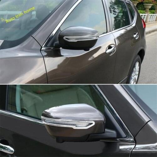 Lapetus Door Rearview Mirror Strip Cover Trim Fit For Nissan Rogue / X-trail 2014 - 2020 Auto Accessories ABS Carbon Fiber Look
