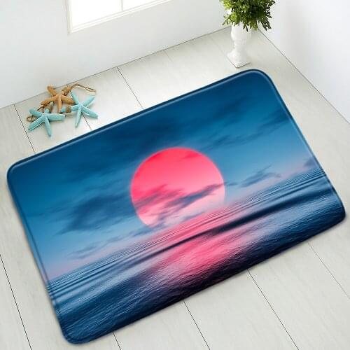 Non-Slip Bath Mat Ocean Wave Sunset Scenery Indoor Floor Mats Bedroom Kitchen Living Room Doormat Home Carpet Washable Foot Pads