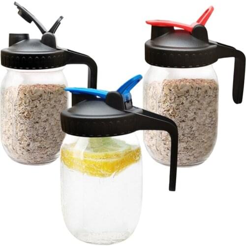 New Food Keeping Fresh Cover Glass Jar Sealed Flip Cap Lid Wide Mouth Leak-proof Bottle Cover For Kitchen