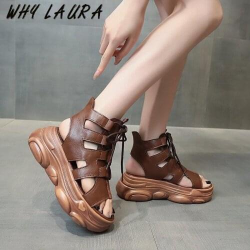 New 2021 Ladies Platform Sandal Women Roman-style Open-cut High Heels Women Leisure Fish Mouth Beach Sandal Women