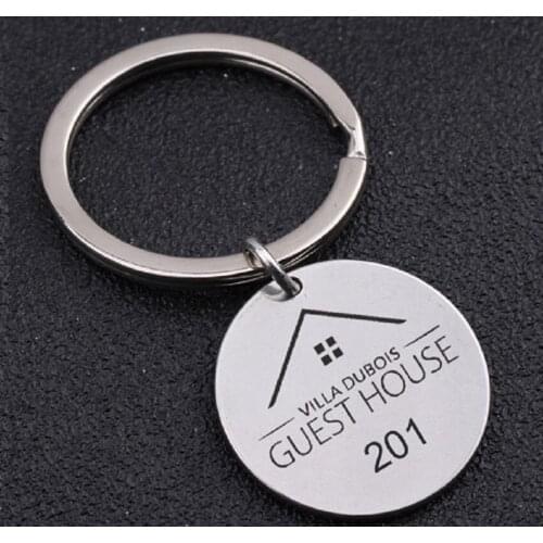 New fashion white rings for keys simple lettering GUEST HOUSE trinket