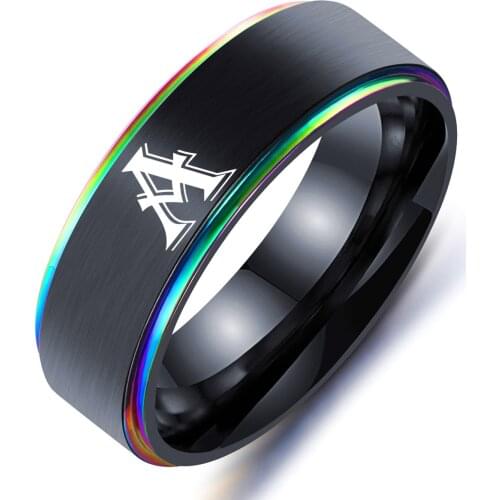 8MM Personalised Initial Ring Engrave A to Z Alphabet Stainless Steel Signet Blank Plain Ring Band 12 Zodiac Ring For Men Women