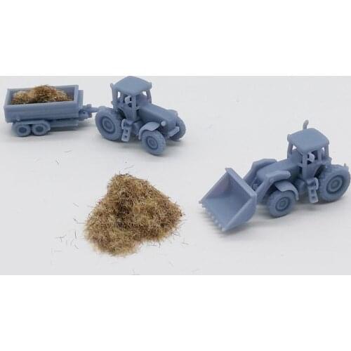 Outland Models Country Farm Tractor Set with Straw Z Scale 1:220 Railway Scenery
