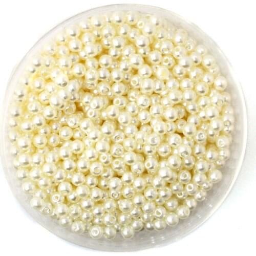Plastic 2000pcs/lot Ivory Color Imitation Pearl Round Beads 4mm Dia.Wholesale for DIY Jewelry and Necklace CN-BSG01-01IV