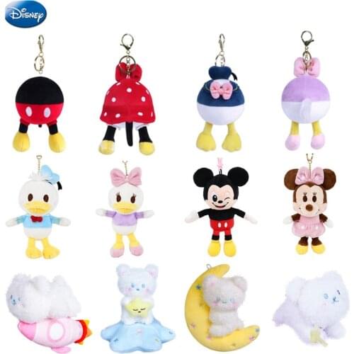 9-15CM Genuine Disney Fashion Mickey Mouse Minnie Donald Duck Daisy Anime Cartoon Plush Doll Keychain Pendant Toy Christmas Gift