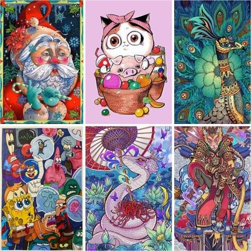 Full Diamond Painting 5D DIY Illustration Colorful Cartoon Character Inlaid Diamond Embroidery Custom Decorative Painting