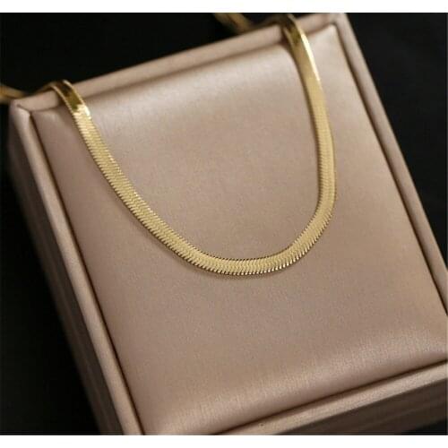 316L Stainless Steel Simple Female Blade Titanium Steel Necklace Flat Snake Bone Chain Necklace No Fade
