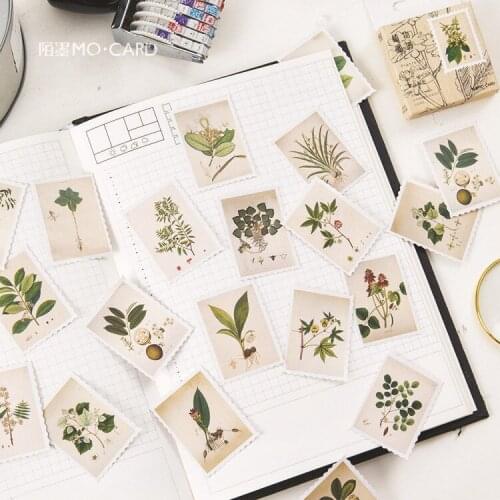 AAGU 45PCS/Lot Plant Stamp Christmas Stickers Scrapbooking Decorative Bullet Journal Sticker Pack Adhesive Paper Stickers
