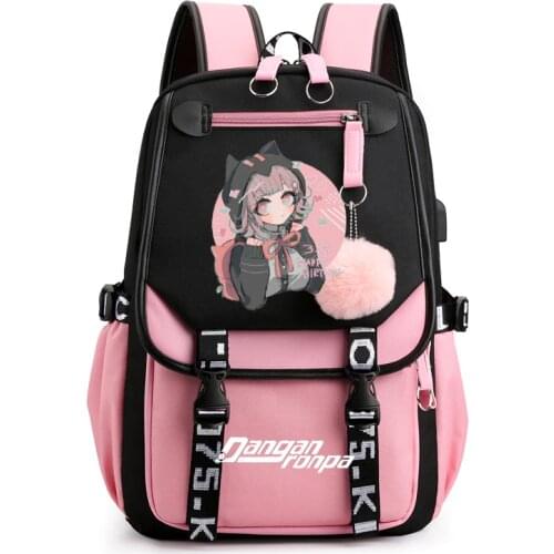 Danganronpa Nanami ChiaKi Backpack Students School Bags Girls Boys Childrens Schoolbag Mochilas Teenage Usb Charging Mochilas