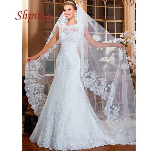 Sexy Lace Wedding Dresses Mermaid Tulle Wedding Gowns Plus Size Women White Ivory Weeding Weding Bridal Bride Dresses