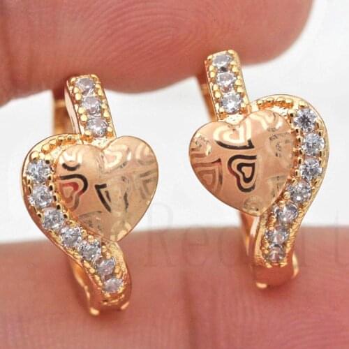 Women‘s Earrings Gold Filled Chic HoneyBees Teardrop Zircon Hoop Earrings For Women Heart Shape Wedding Jewelry accessories