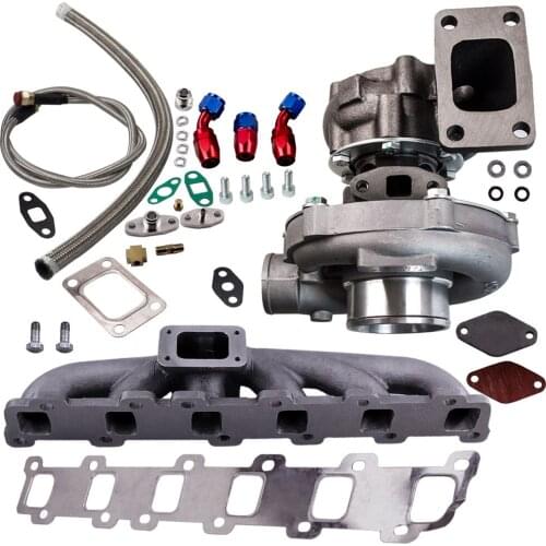.63 A/R Stage III T04E T3/T4 Turbocharger+Oil Line+Manifold for Nissan TD42 4.2L Diesel Turbo Top Mount for Safari Patrol 38mm