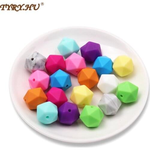 TYRY.HU 20pcs/lot Baby Teether Teething Beads For Necklace BPA Free Baby Nursing Teeth Training Toy Silicone Beads 14mm