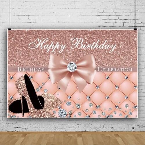 Shining Diamond High Heels Pink Series Background Ladies Birthday Party Decoration Photography Photo Child Custom Vinyl Backdrop
