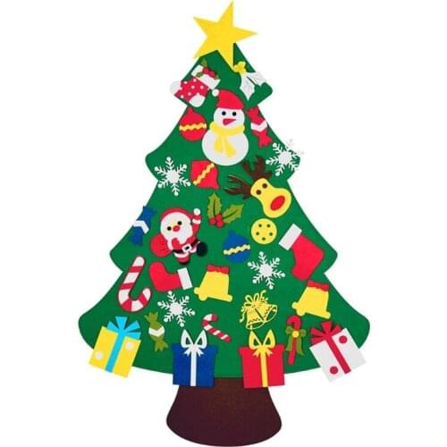 DIY Felt Christmas Tree Decoration with 30 Ornaments Kids New Year Gifts Home Party Xmas Adornment