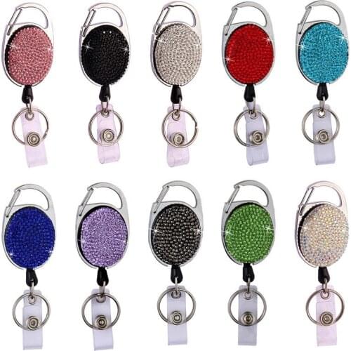 9 color retractable key chain label holder key ring chain clip school student office