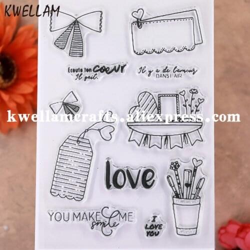 Tag Labels You Make Me Smaile I LOVE YOU Heart Scrapbook photo cards rubber stamp clear stamp transparent stamp KW9112828