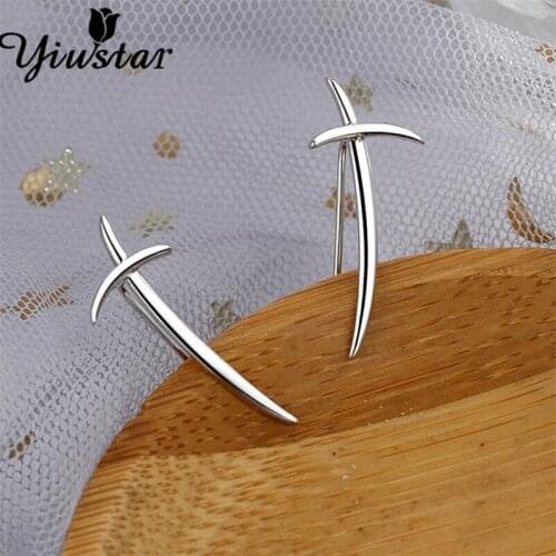 Yiustar Unisex Japanese Style Samurai Sword Ear Climber for Women Men Jewelry Fashion Geometric Earrings Studs Gift